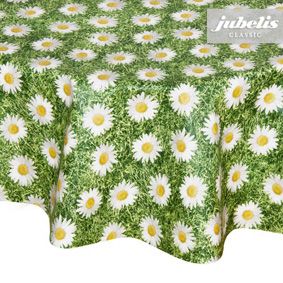 Round PVC tablecloth with flower design