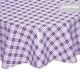 Round vinyl oilcloth - striped purple